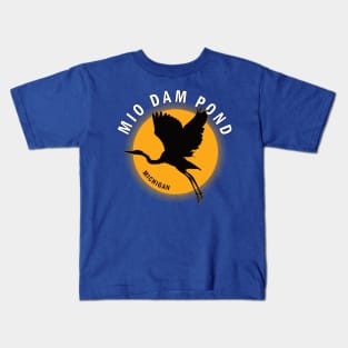 Mio Dam Pond in Michigan Heron Sunrise Kids T-Shirt